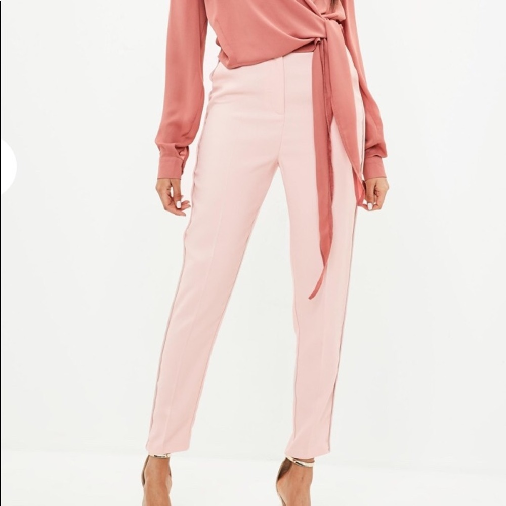 Nude slim leg cigarette pants